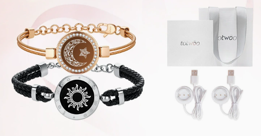 My Store Totwoo smart bracelet with flash and vibration features, designed for couples, shown in a close-up image.