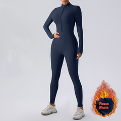 Fleece-lined yoga jumpsuit by My Store, featuring a snug fit, long sleeves, and stretchy fabric for comfortable active wear.