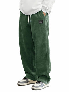Men's relaxed-fit corduroy casual pants in a neutral color, featuring a comfortable waist and classic design.