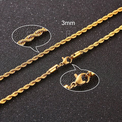 Twisted Rope Figaro necklace in silver with intricate chain links, stylish jewelry accessory on a plain background.