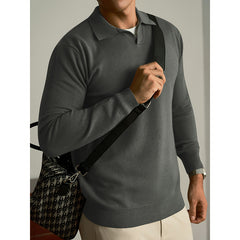 Linen casual men's sweater set for fall and winter, featuring a comfortable, stylish design in neutral tones.