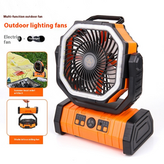 Outdoor power bank with LED light and camping fan, portable household device by My Store, ideal for outdoor activities.