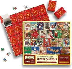 Merry Jigsaw Advent Calendar Puzzle by My Store, featuring festive holiday-themed images and numbered compartments for daily puzzle pieces.