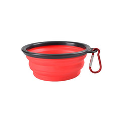 Collapsible silicone dog bowl for pets by SiftFinds, shown in a compact, folded form with bright color options.