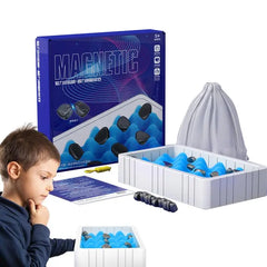 Magnetic chess board game with black and white squares, featuring game pieces set up for play, from My Store.