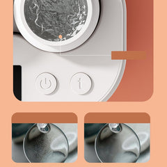 Ultrasonic contact lens cleaner by My Store showing a compact device with a lid open, ready for cleaning contact lenses.