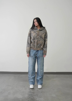 Urban camo retro hoodie in gray and green from My Store, featuring a classic camouflage pattern and comfortable fit.