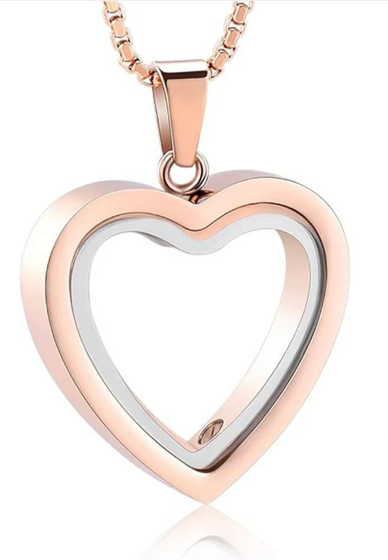 Stainless steel heart-shaped cremation pendant for remembrance, featuring a polished heart design with a secure clasp.