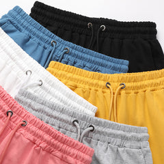 Men's summer casual sports shorts in lightweight fabric with an elastic waistband, ideal for active summer wear.