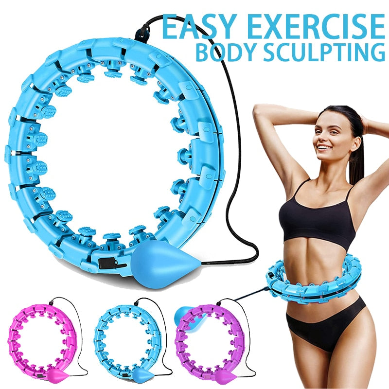 Smart weighted fit hoop from My Store featuring a black hoop with adjustable weights and a textured surface for effective exercise.