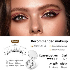Magnetic false eyelashes set with applicator, featuring black, natural-looking lash strips for easy, reusable eye enhancement.