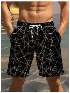 Men's casual lightning-print shorts with stylish design, featuring vibrant lightning patterns on lightweight fabric.