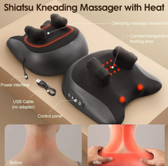 My Store Neck and Shoulder Massage Pillow showing its contoured shape and soft fabric cover for relaxing massage.