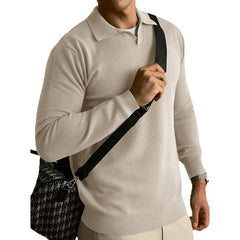 Linen casual sweater set for men, perfect for fall and winter, featuring a stylish, comfortable design in neutral tones.