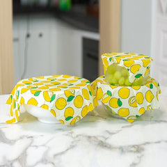 Cotton beeswax fresh-keeping cloth with colorful beeswax-coated fabric, used for wrapping food and preserving freshness.