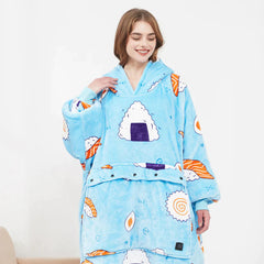 Heated hoodie blanket from My Store featuring a soft, cozy fabric with built-in heating elements for warmth and comfort.