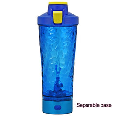 Electric portable whey protein shaker bottle by My Store with a sleek design and mixing lid, ideal for on-the-go protein shakes.