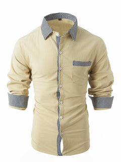 Men's casual long-sleeve shirt in lightweight fabric, featuring a button-up front and classic collar, from My Store.