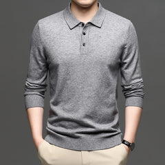 Men's navy knit pullover sweater with a lapel collar, from My Store, featuring a cozy, stylish design for casual wear.