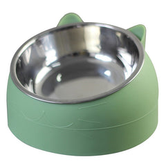 Ceramic cat bowl from My Store, round with a smooth finish, designed for feeding cats, placed on a wooden surface.