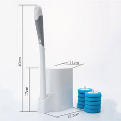 Disposable toilet brush from My Store with a handle and bristles, designed for cleaning toilets efficiently.