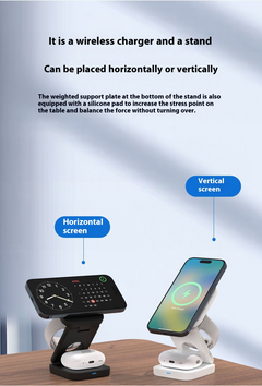 3-in-1 foldable wireless charger from My Store with multiple charging pads and a compact design for convenient device charging