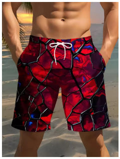 Mens casual lightning-print shorts with a relaxed fit, featuring vibrant lightning designs on lightweight fabric.