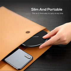 Wireless charger pad for iPhone and Samsung phones, 60W My Store branding, showing a sleek black charging pad with compatible devices.