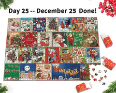 Merry Jigsaw Advent Calendar Puzzle by My Store, featuring festive holiday design with numbered puzzle pieces for daily countdown.