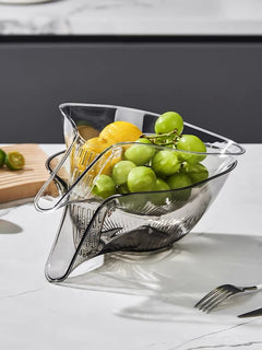 Heat guard kitchen drainage basket by My Store with stainless steel mesh and handle for draining and protecting cookware.