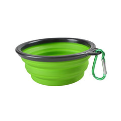 Collapsible silicone dog bowl for pets by SiftFinds, showing a compact, portable feeding bowl in blue with a flexible design.