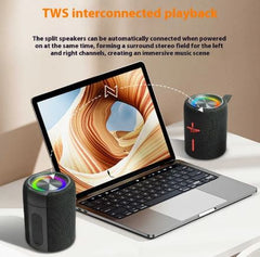 Magnetic split Bluetooth subwoofer speaker by My Store with high-fidelity portable audio and sleek black design.