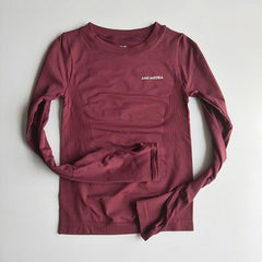Womens sporty slim long sleeve running T-shirt by My Store, quick-drying, breathable, stretch fabric for workout and active wear.