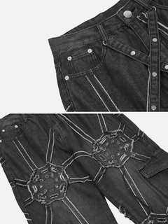 Spider denim pants by My Store featuring a stylish, fitted design with a classic blue denim wash and detailed stitching.
