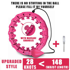 Smart weighted fitness hoop from My Store, showing a close-up of the durable plastic exterior and adjustable weight sections.