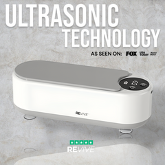 Ultrasonic retainer cleaner machine from My Store showing a compact device with control buttons and a transparent cleaning chamber