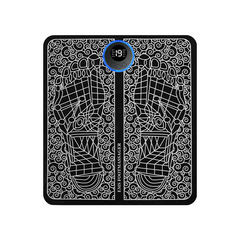 Rechargeable foot massage pad by My Store showing a compact device with massage nodes and charging port for soothing foot relief.