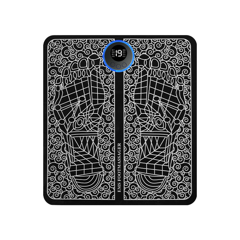 Rechargeable foot massage pad by My Store showing a compact device with massage nodes and charging port for soothing foot relief.