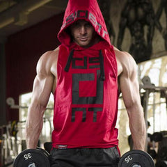 Men's sleeveless hoodie from My Store, lightweight summer hoodie with a hood, casual sleeveless design, front pocket, and relaxed fit.