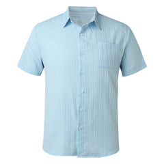 New Mens Textured Solid-color Shirt