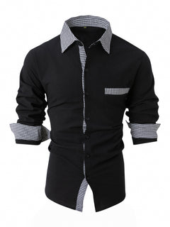 Men's casual long-sleeve shirt in a relaxed fit, featuring a button-down collar and soft fabric from My Store.