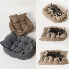 Folding Nest Sofa Bed from My Store with gray fabric, shown partially folded in a modern living room setting