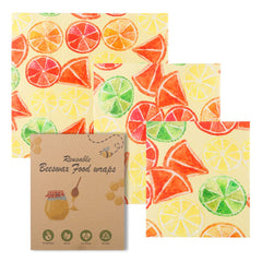 Cotton beeswax fresh-keeping cloth with floral pattern, reusable eco-friendly food wrap for storage and preservation.