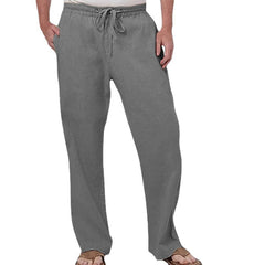 Mens Loose Casual Straight-Leg Linen Sweatpants