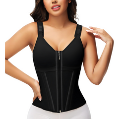 Mesh waist slimming three-breasted shapewear corset from My Store, featuring a sculpting design and breathable fabric for body contouring.