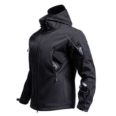 Men’s Sharkskin Softshell Jacket by My Store, showing the waterproof, windproof outdoor softshell jacket with a front zipper and pockets.