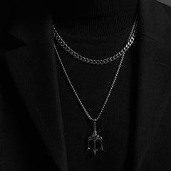 Twisted Rope Figaro Necklace from My Store featuring a stylish, durable silver chain with twisted rope design.