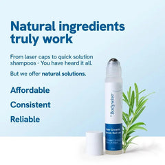 Bottle of My Store Hair Ball Essence Rosemary Growth Oil with rosemary herbs in a clear container on a white background
