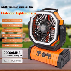 Outdoor power bank with LED light and camping fan, portable household device from My Store for outdoor activities and camping.