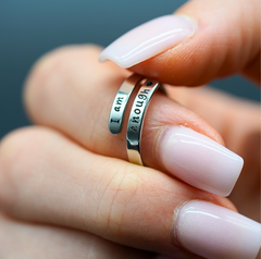 Silver "I Am Enough" ring from My Store, featuring a sleek band with engraved motivational message, perfect for everyday wear.